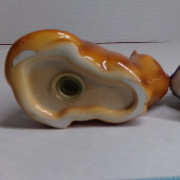 Cat Salt and Pepper Shakers Black Orange Ceramic Magnetic Noses - Picture 9 of 9